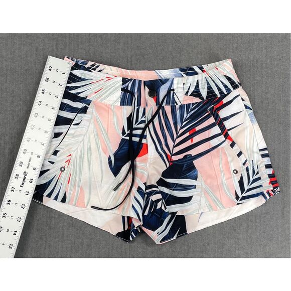 Athleta Board Shorts Women 2 Pink Palm Leaf Print Swim Zip Pockets‎ Athleisure - Picture 4 of 11